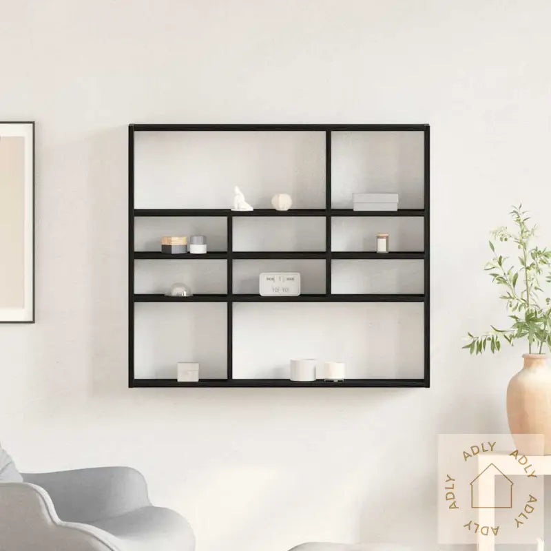Vegghylle Svart Eik 90X16X78 Cm Konstruert Tre