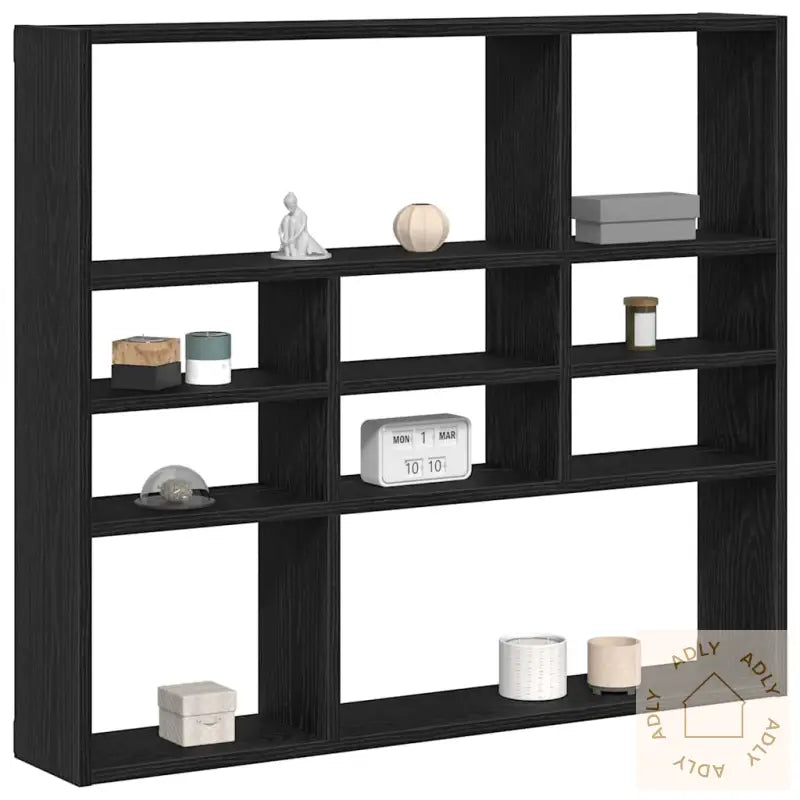 Vegghylle Svart Eik 90X16X78 Cm Konstruert Tre