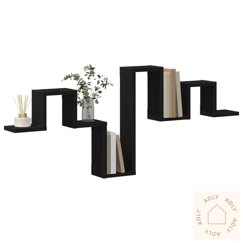 Vegghylle Svart Eik 104,5X10X43 Cm Konstruert Tre