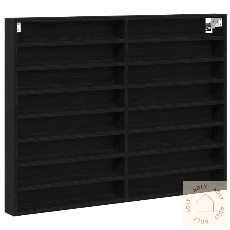 Vitrine Skap Svart Eik 100X8,5X75 Cm Konstruert Tre