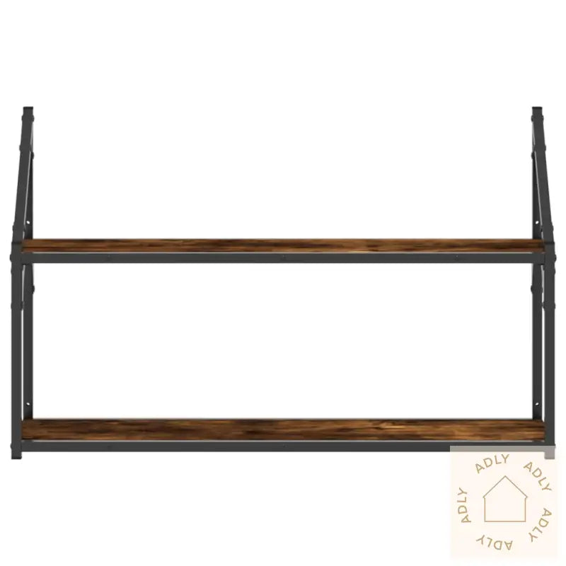 Vegghylle 2 Etasjer Røkt Eik 80X21X51 Cm Konstruert Tre