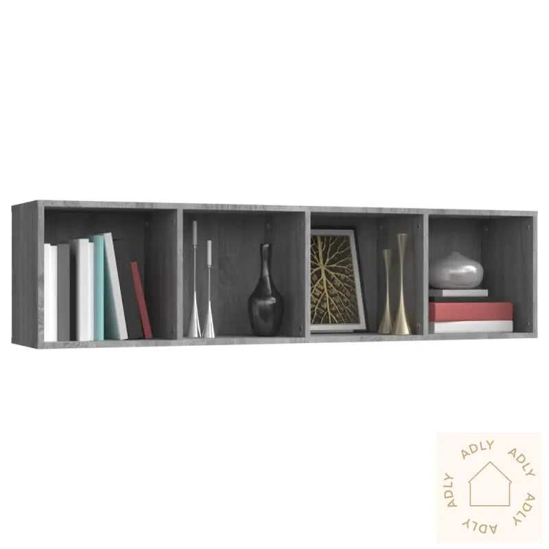 Bokhylle/Tv-Benk Grå Sonoma 143X30X36 Cm Konstruert Tre