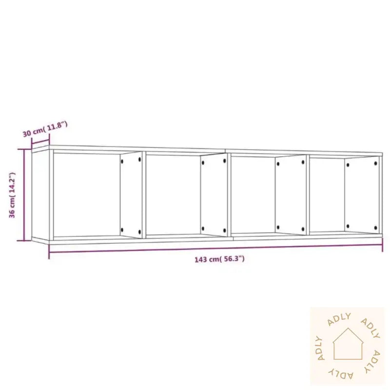 Bokhylle/Tv-Benk Grå Sonoma 143X30X36 Cm Konstruert Tre