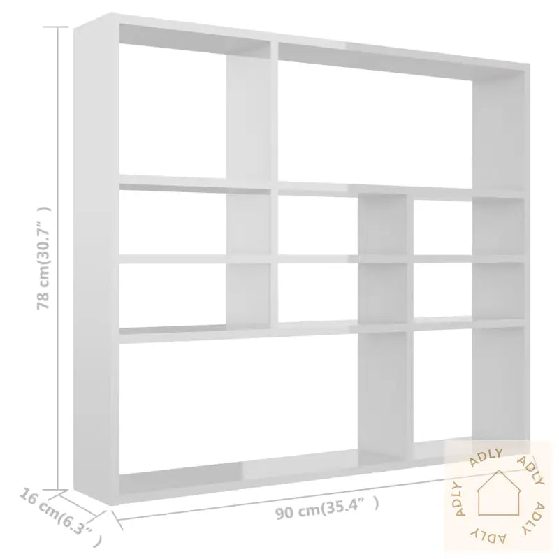 Vegghylle Høyglans Hvit 90X16X78 Cm Konstruert Tre