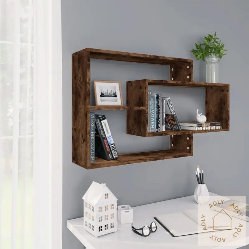 Vegghylle Røkt Eik 104X20X58,5 Cm Konstruert Tre