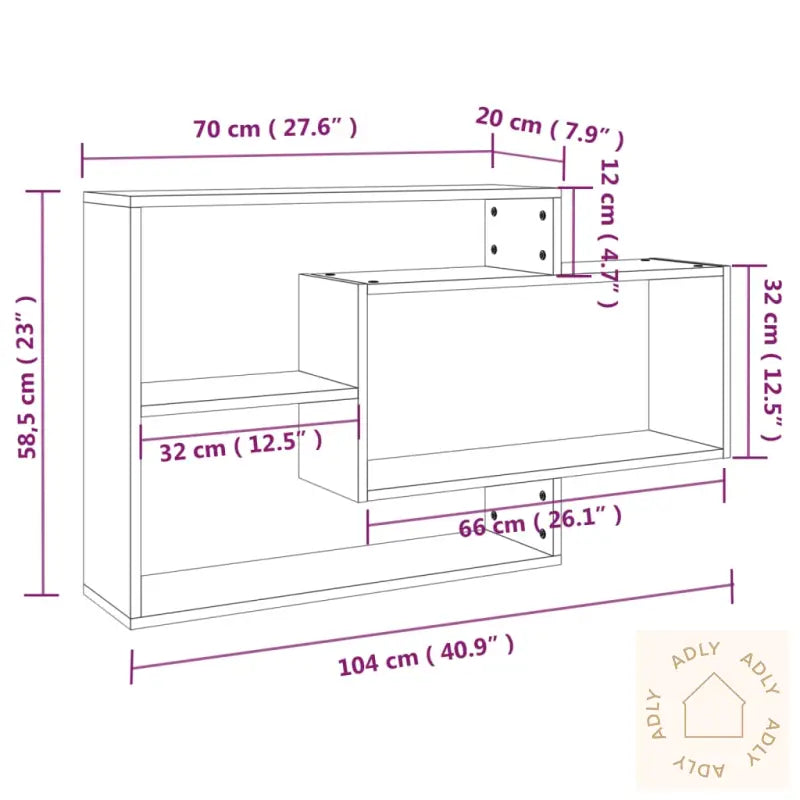 Vegghylle Røkt Eik 104X20X58,5 Cm Konstruert Tre