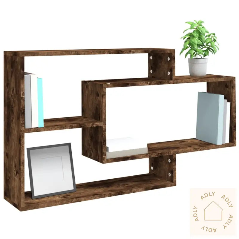 Vegghylle Røkt Eik 104X20X58,5 Cm Konstruert Tre