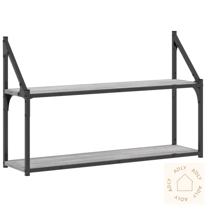 Vegghylle 2 Etasjer Grå Sonoma 80X21X51 Cm Konstruert Tre