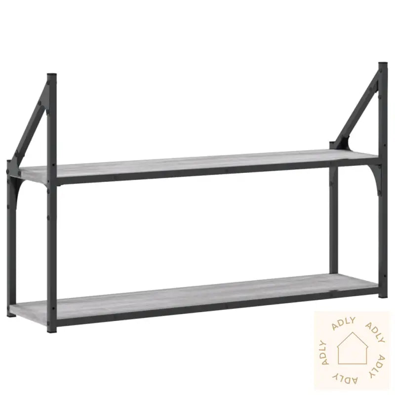 Vegghylle 2 Etasjer Grå Sonoma 80X21X51 Cm Konstruert Tre