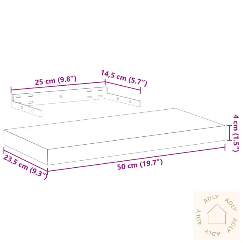 Flytende Hylle 23X23,5X4 Cm Konstruert Tre