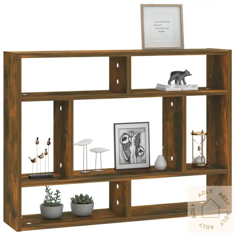 Vegghylle Røkt Eik 75X16X55 Cm Konstruert Tre