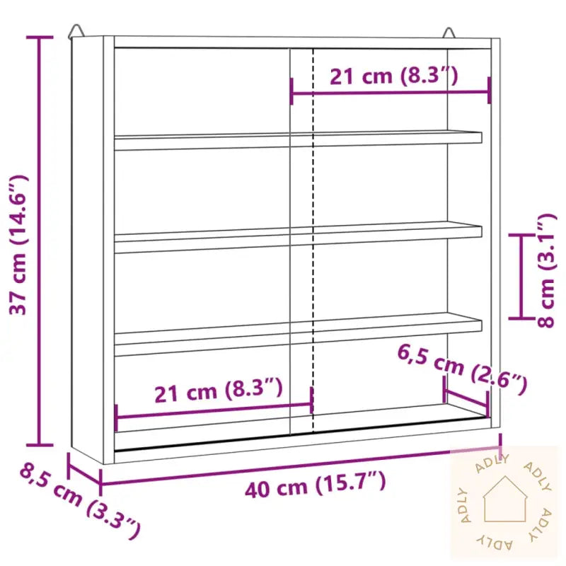 Samlermontre I Tre Med Dører 40X8,5X37 Cm