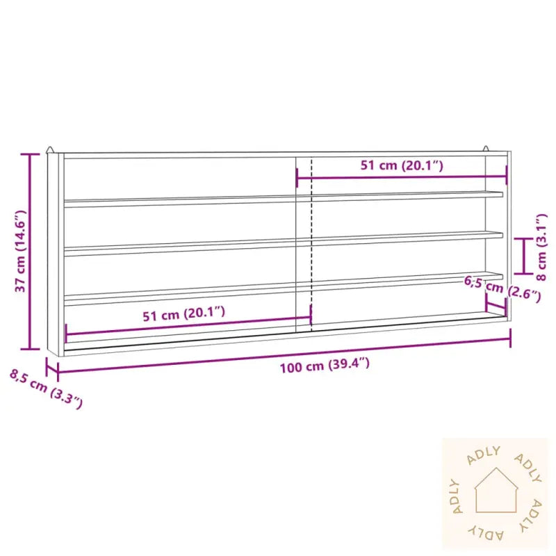 Samlermontre I Tre Med Dører 100X8,5X37 Cm