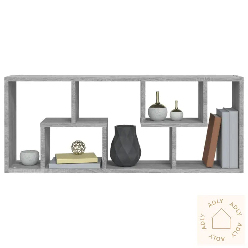Vegghylle Grå Sonoma 36X16X90 Cm Konstruert Tre