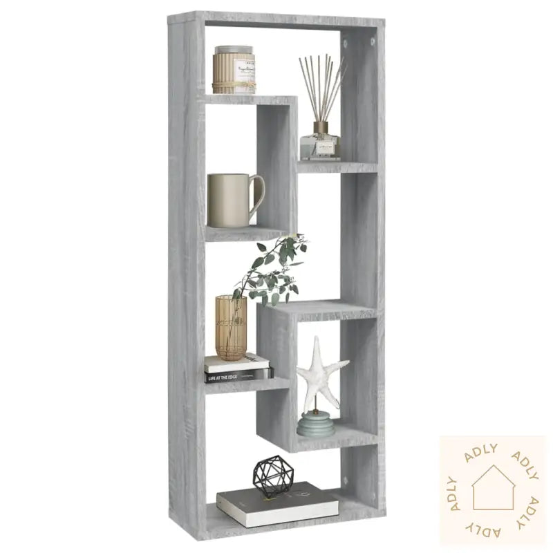 Vegghylle Grå Sonoma 36X16X90 Cm Konstruert Tre