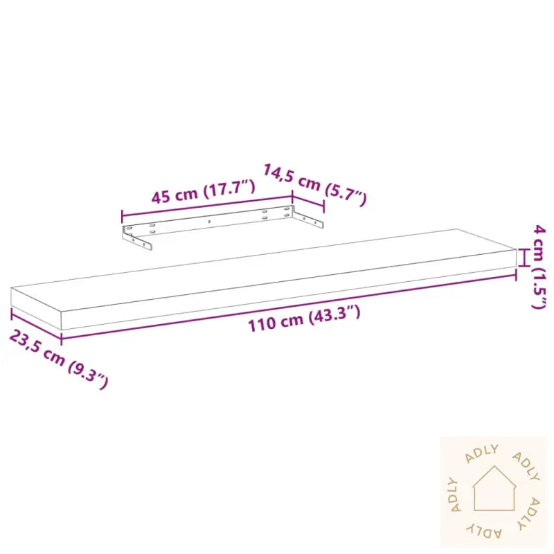 Flytende Hylle 110X23,5X4 Cm Konstruert Tre