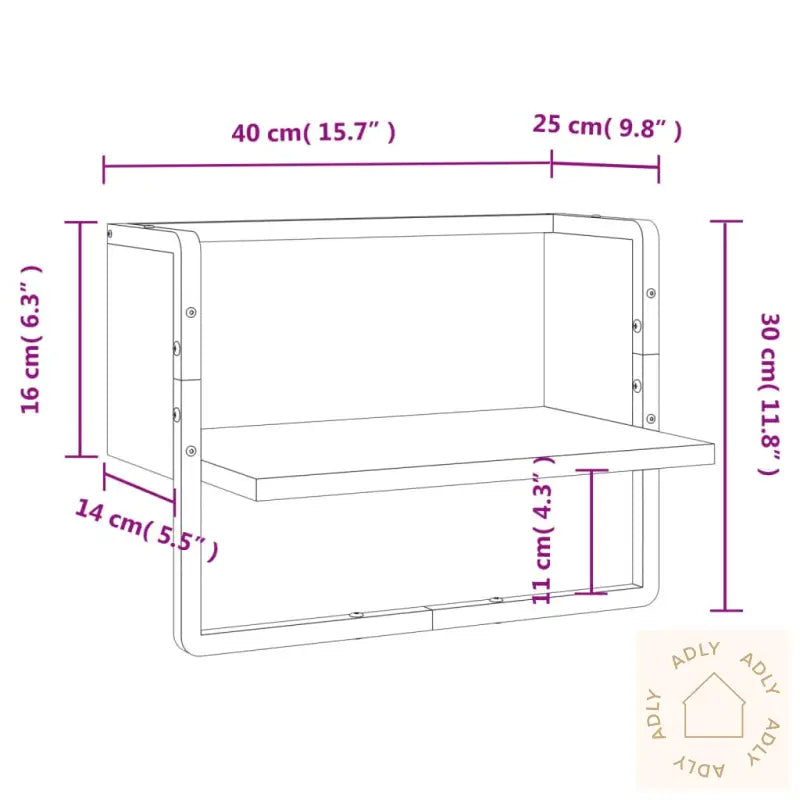 Vegghylle Med Stang Svart 40X25X30 Cm