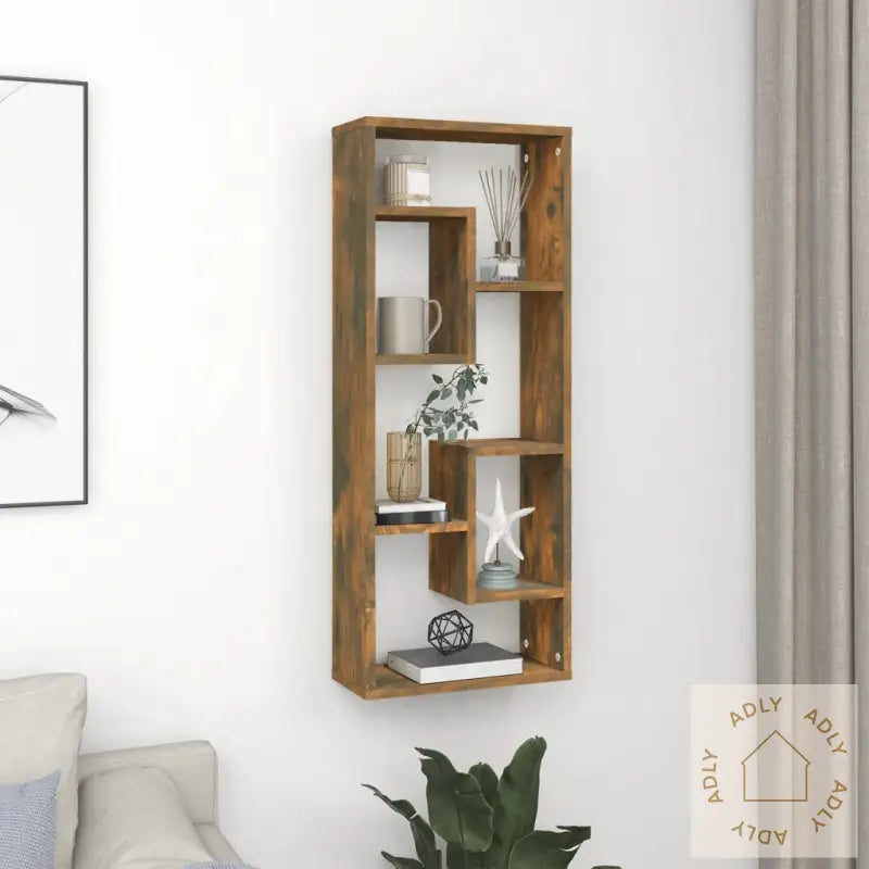 Vegghylle Røkt Eik 36X16X90 Cm Konstruert Tre