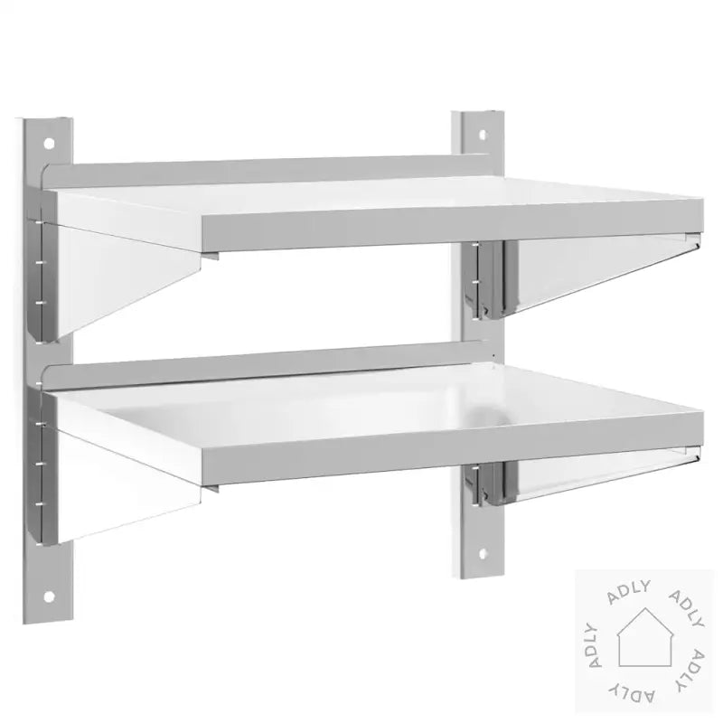 Vegghylle 2 Etasjer 50X40X48 Cm Sølv Rustfritt Stål