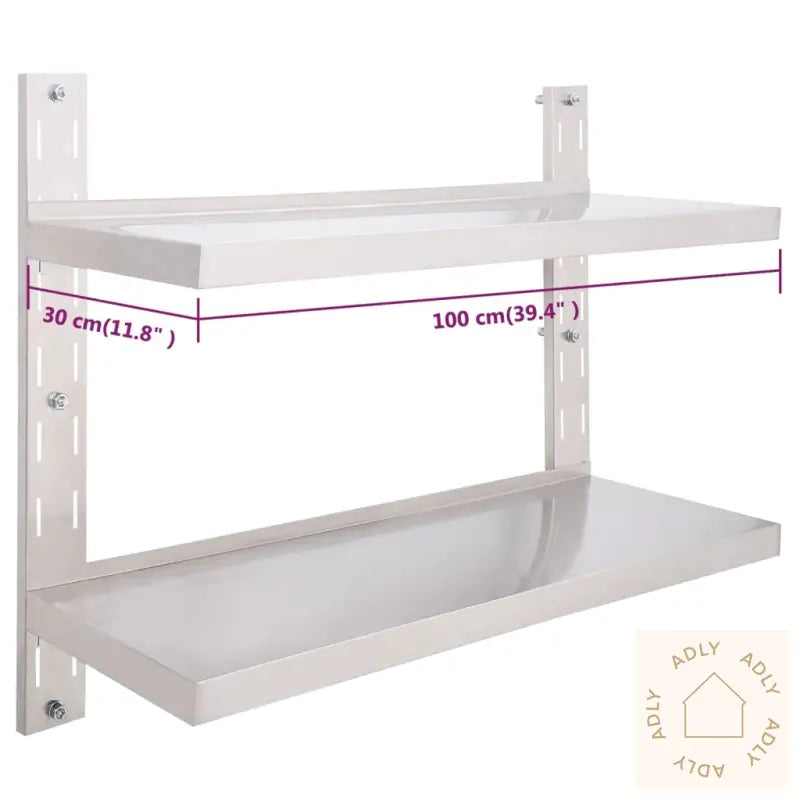 Flytende Vegghylle 2 Nivåer Rustfritt Stål 100X30 Cm