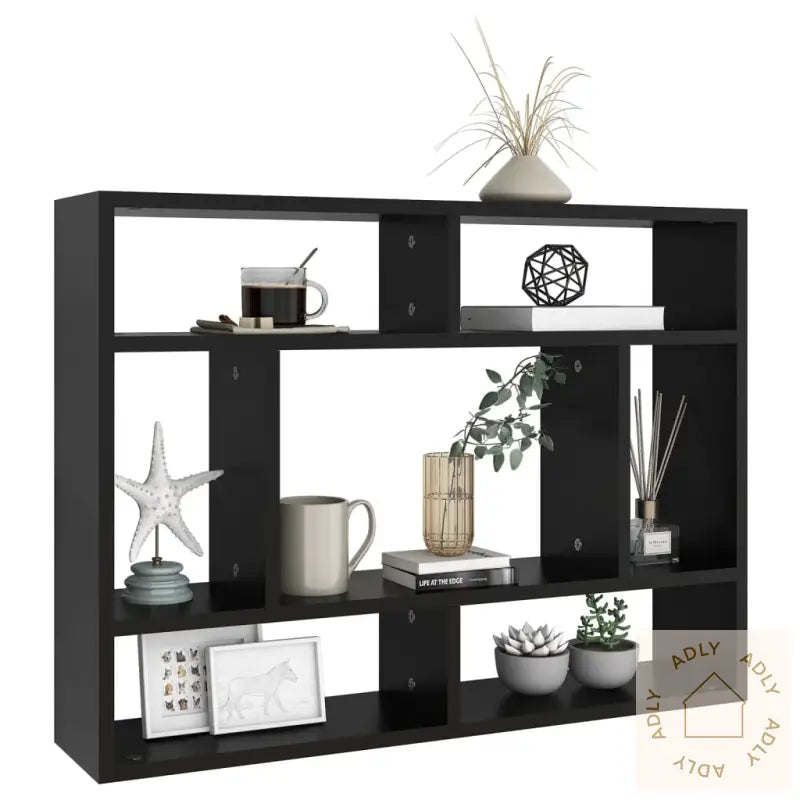 Vegghylle Svart 75X16X55 Cm Konstruert Tre