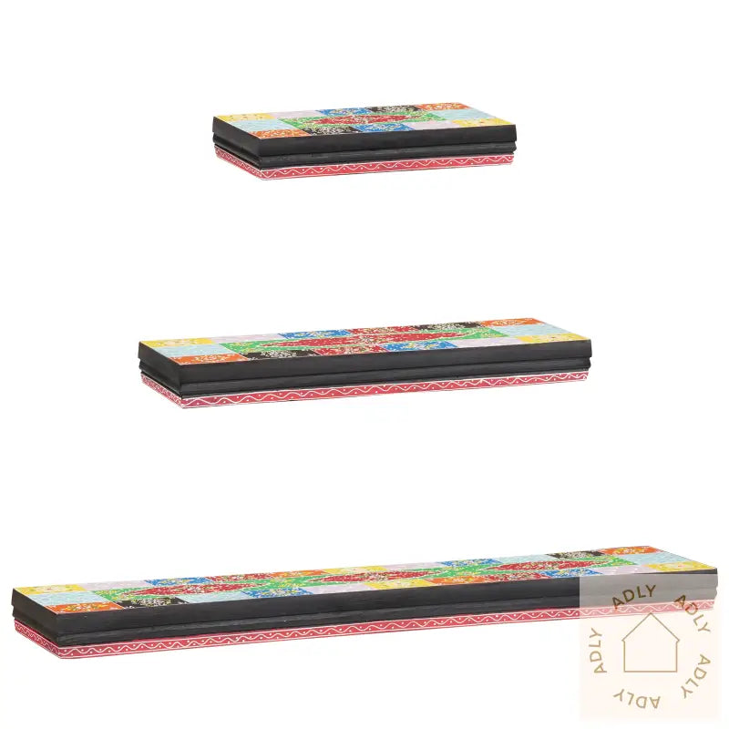 3-Delt Vegghylle Sett 100X20X6 Cm Solid Tre Mango