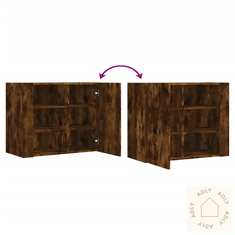 Veggskap Røkt Eik 75X35X60 Cm Konstruert Tre