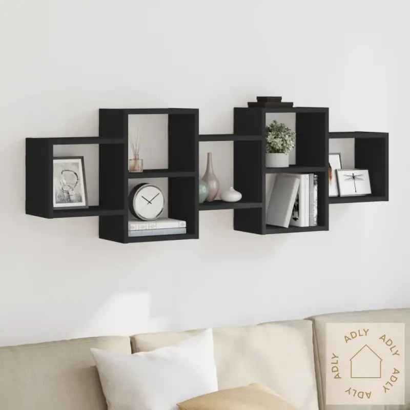 Vegghylle Svart 129X18X42 Cm Konstruert Tre