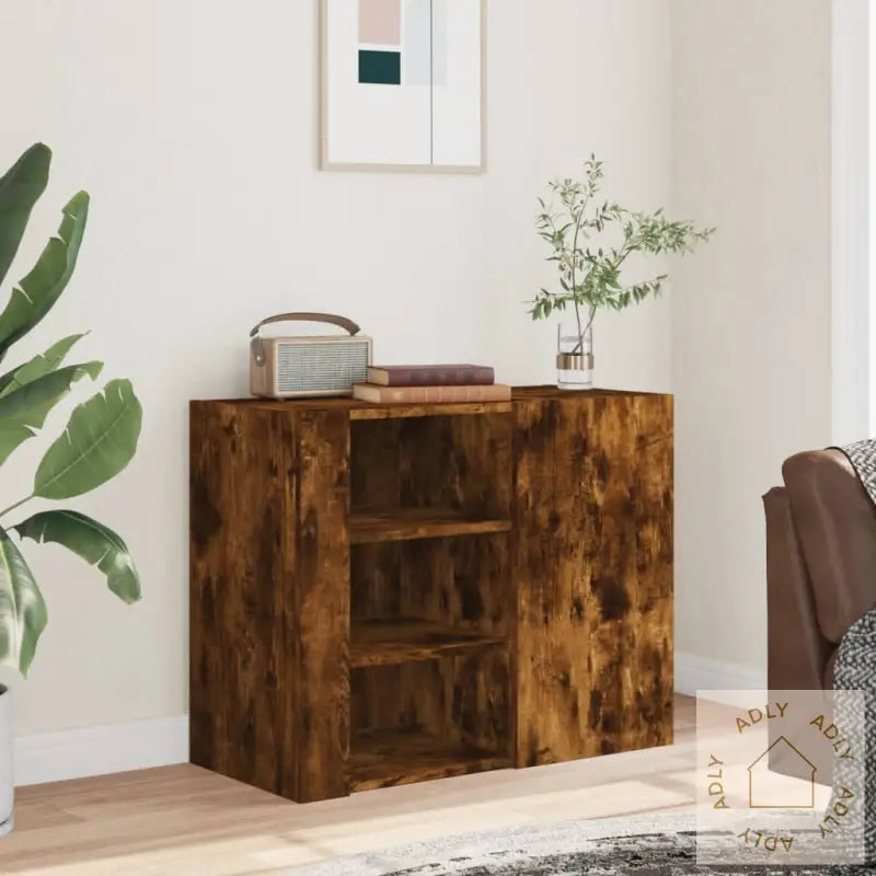 Veggskap Røkt Eik 75X35X60 Cm Konstruert Tre