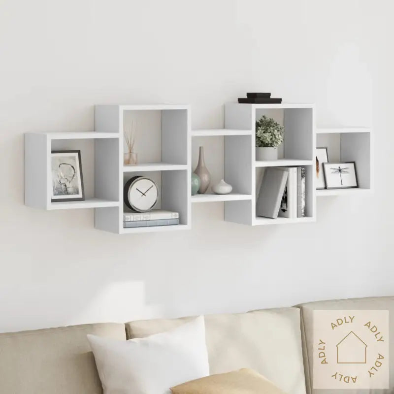 Vegghylle Hvit 129X18X42 Cm Konstruert Tre