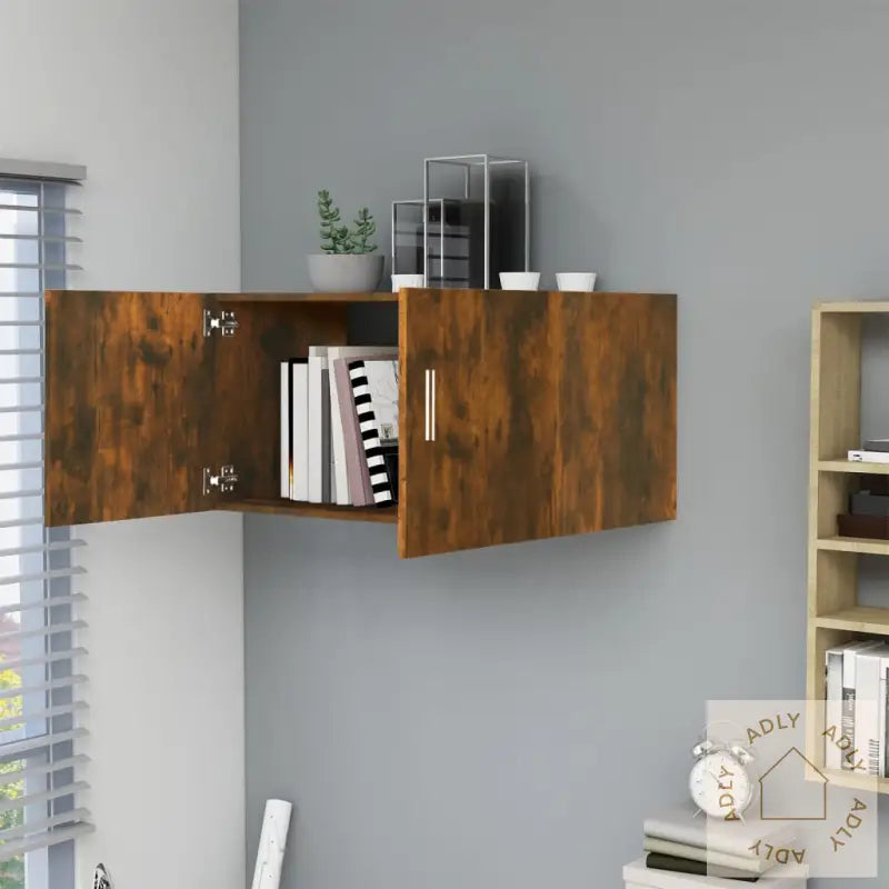 Veggskap Røkt Eik 80X39X40 Cm Konstruert Tre