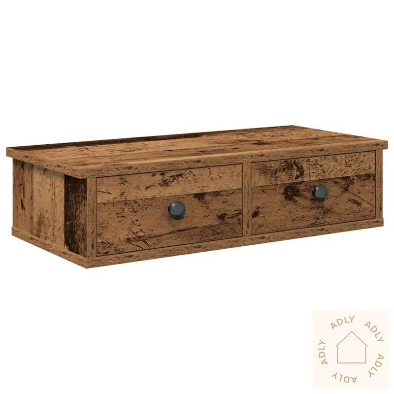 Vegghylle Med Skuffer Gammelt Tre 60X25X15 Cm Konstruert Tre