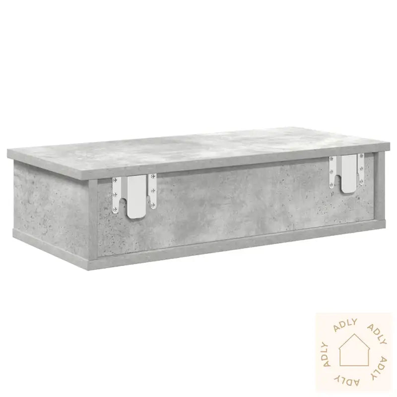 Vegghylle Med Skuffer Betonggrå 60X25X15 Cm Konstruert Tre