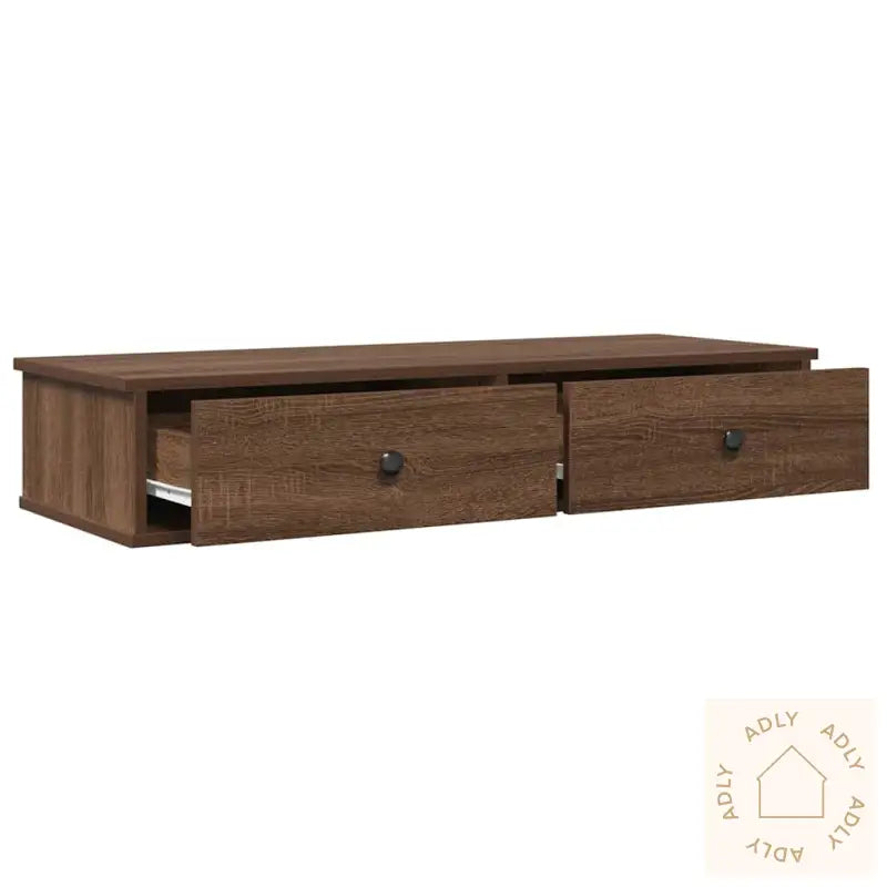 Vegghylle Med Skuffer Brun Eik 100X37,5X19 Cm Konstruert Tre