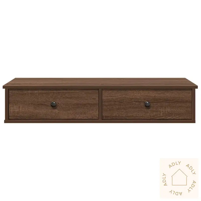 Vegghylle Med Skuffer Brun Eik 100X37,5X19 Cm Konstruert Tre