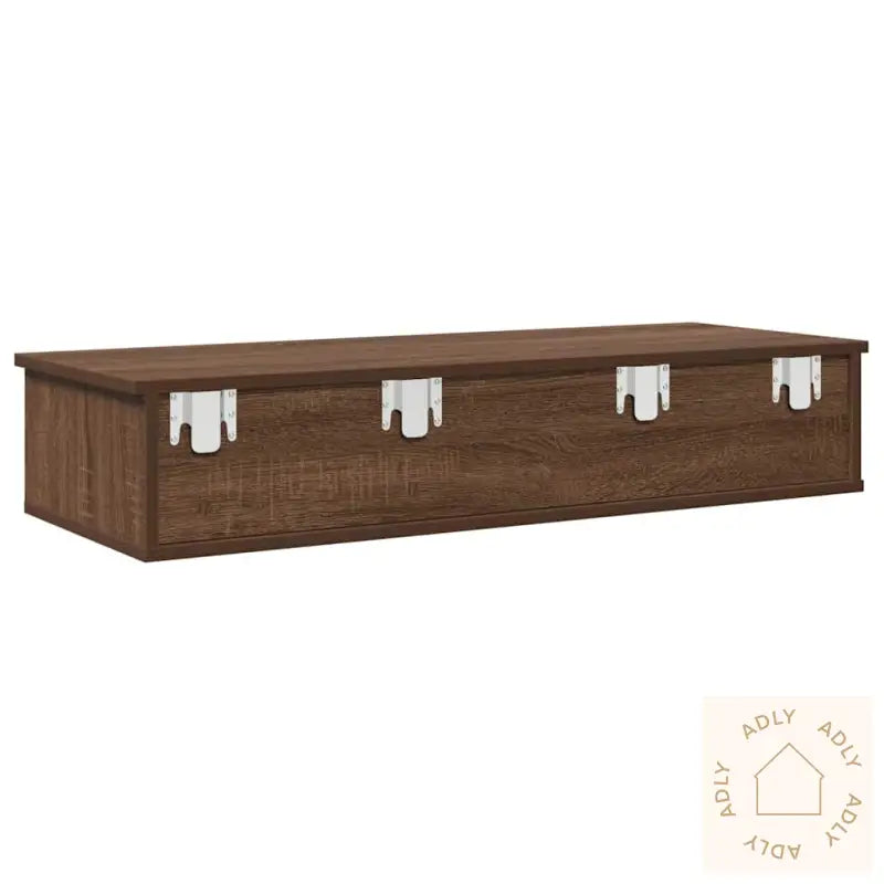 Vegghylle Med Skuffer Brun Eik 100X37,5X19 Cm Konstruert Tre