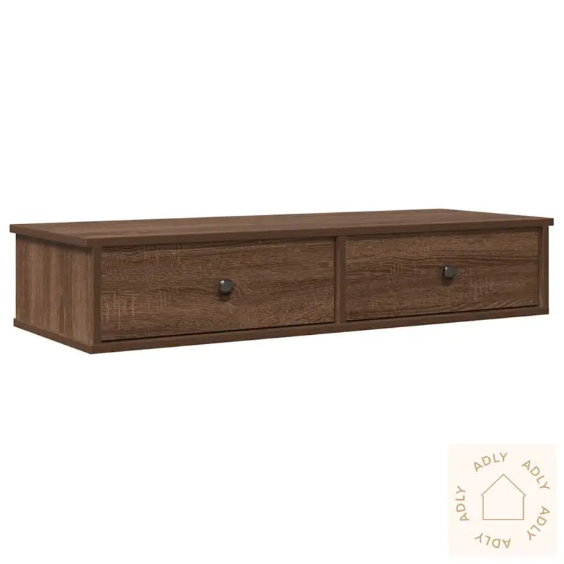 Vegghylle Med Skuffer Brun Eik 100X37,5X19 Cm Konstruert Tre