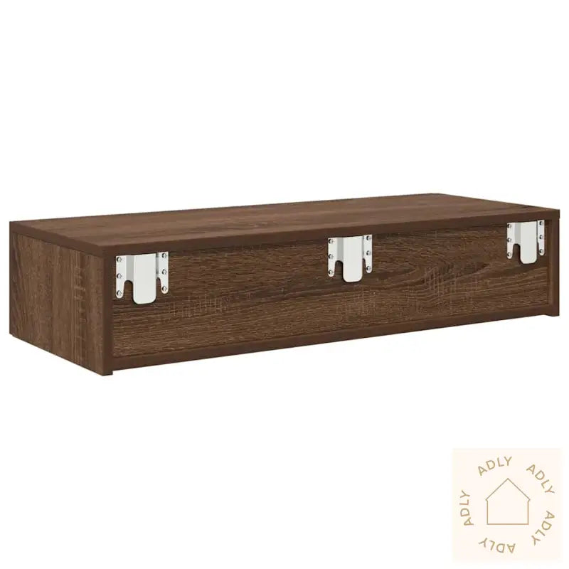 Vegghylle Med Skuffer Brun Eik 80X33X17 Cm Konstruert Tre