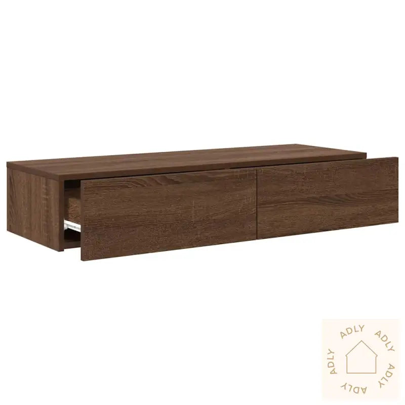 Vegghylle Med Skuffer Brun Eik 100X36X19 Cm Konstruert Tre