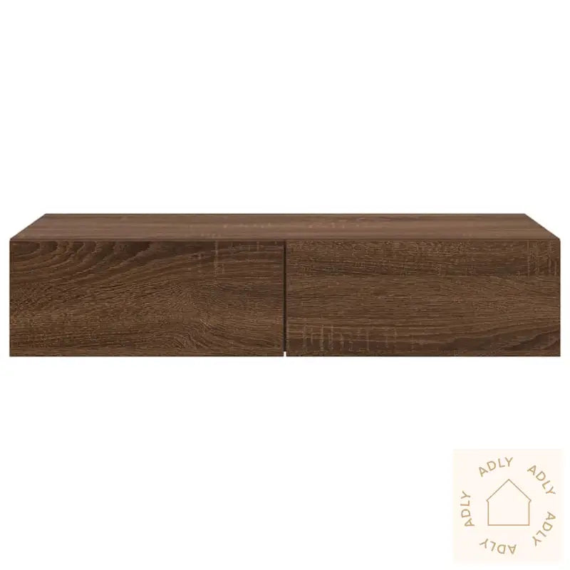 Vegghylle Med Skuffer Brun Eik 80X33X17 Cm Konstruert Tre