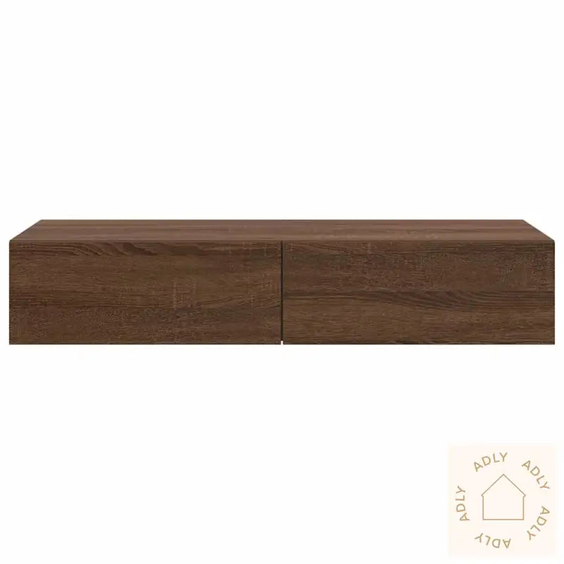 Vegghylle Med Skuffer Brun Eik 100X36X19 Cm Konstruert Tre