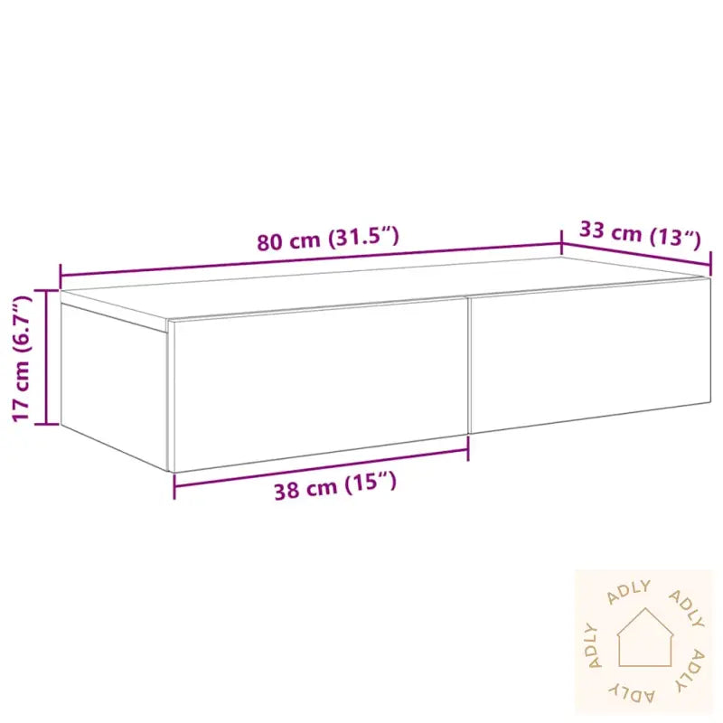 Vegghylle Med Skuffer Brun Eik 80X33X17 Cm Konstruert Tre