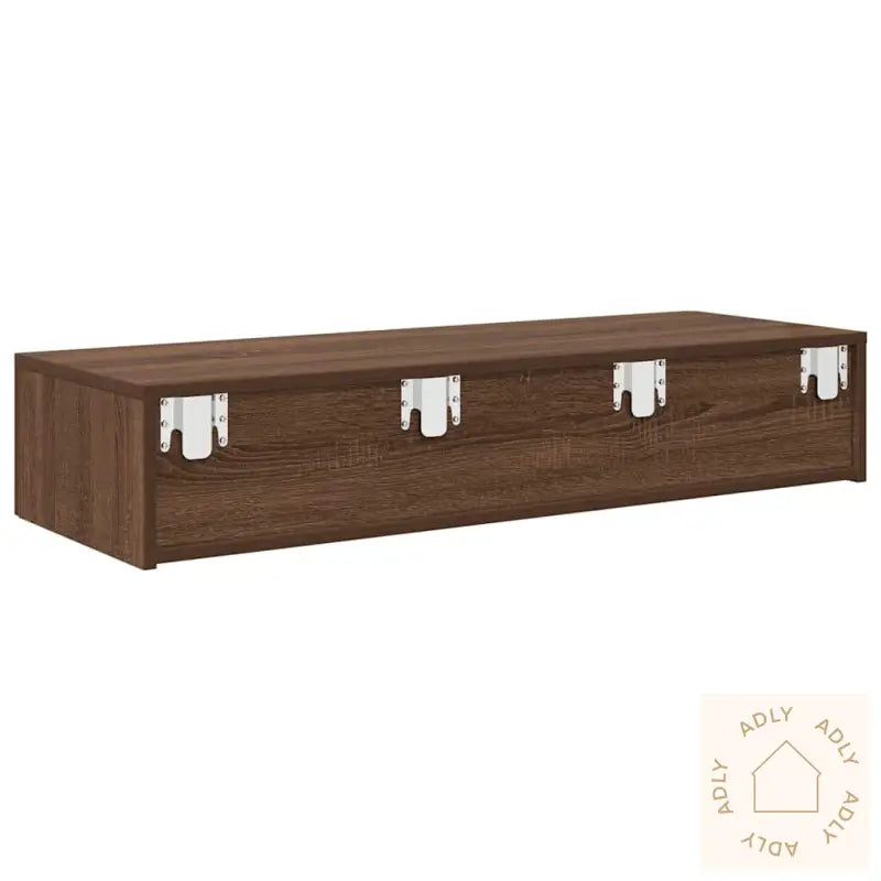 Vegghylle Med Skuffer Brun Eik 100X36X19 Cm Konstruert Tre