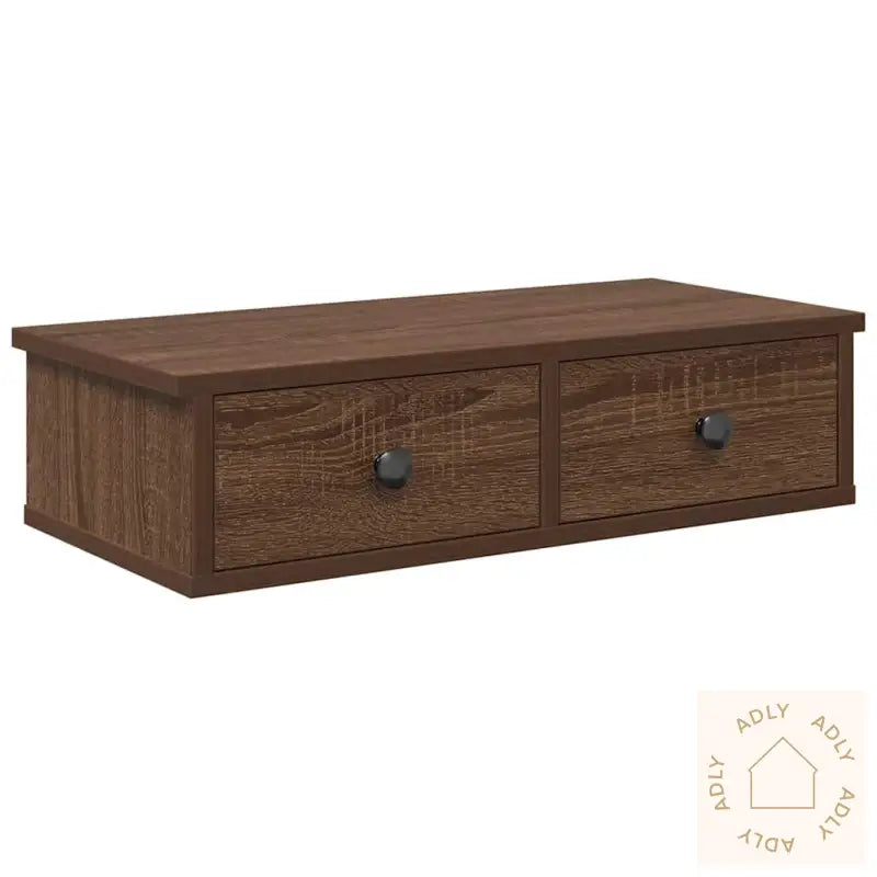 Vegghylle Med Skuffer Brun Eik 60X25X15 Cm Konstruert Tre