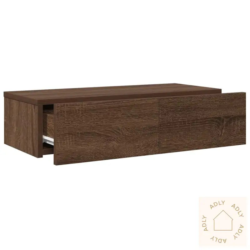 Vegghylle Med Skuffer Brun Eik 60X26,5X15 Cm Konstruert Tre