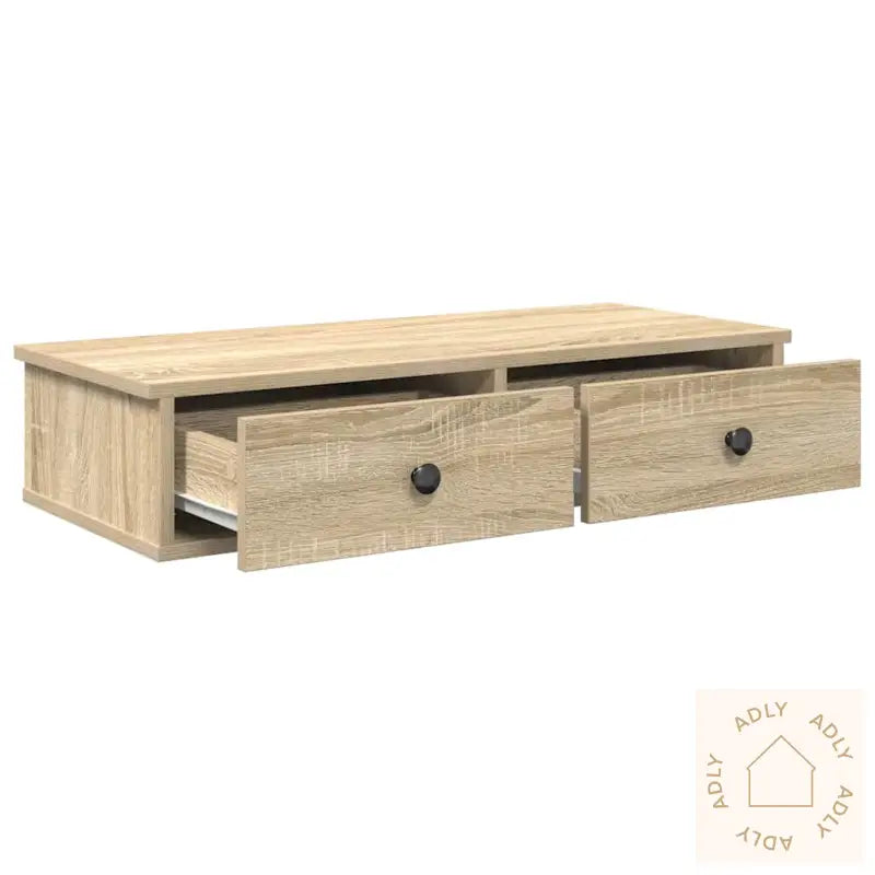 Vegghylle Med Skuffer Sonoma Eik 80X31X17 Cm Konstruert Tre