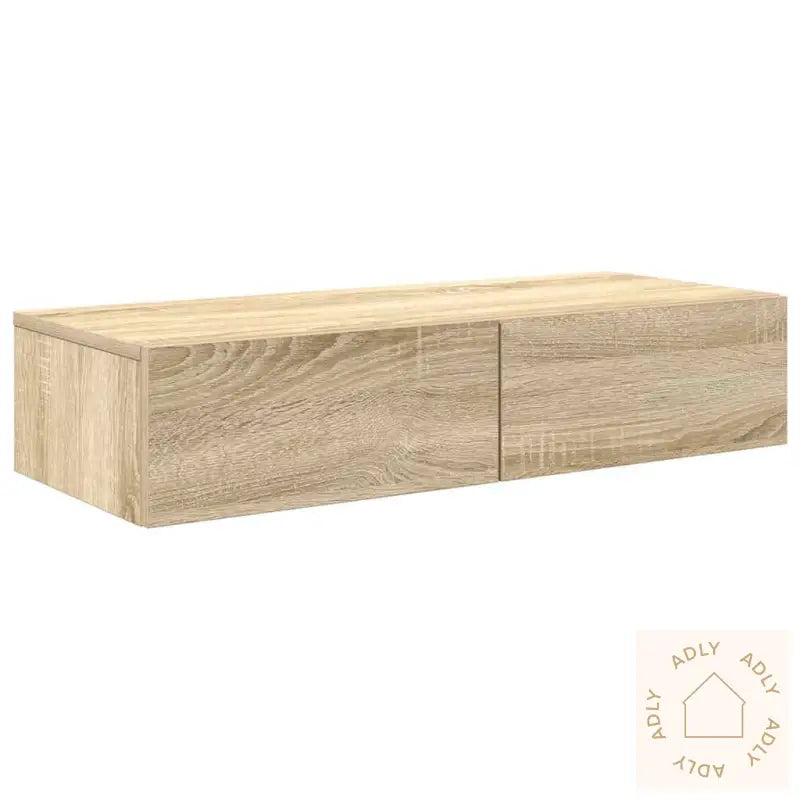 Vegghylle Med Skuffer Sonoma Eik 80X33X17 Cm Konstruert Tre