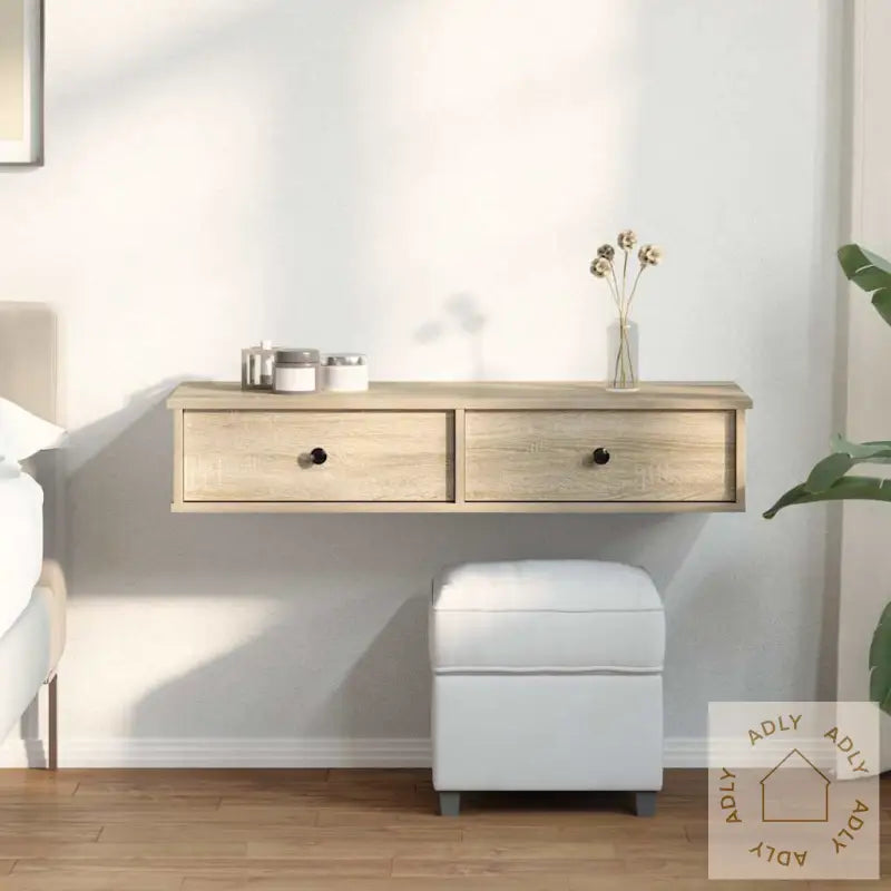 Vegghylle Med Skuffer Sonoma Eik 100X37,5X19 Cm Konstruert Tre