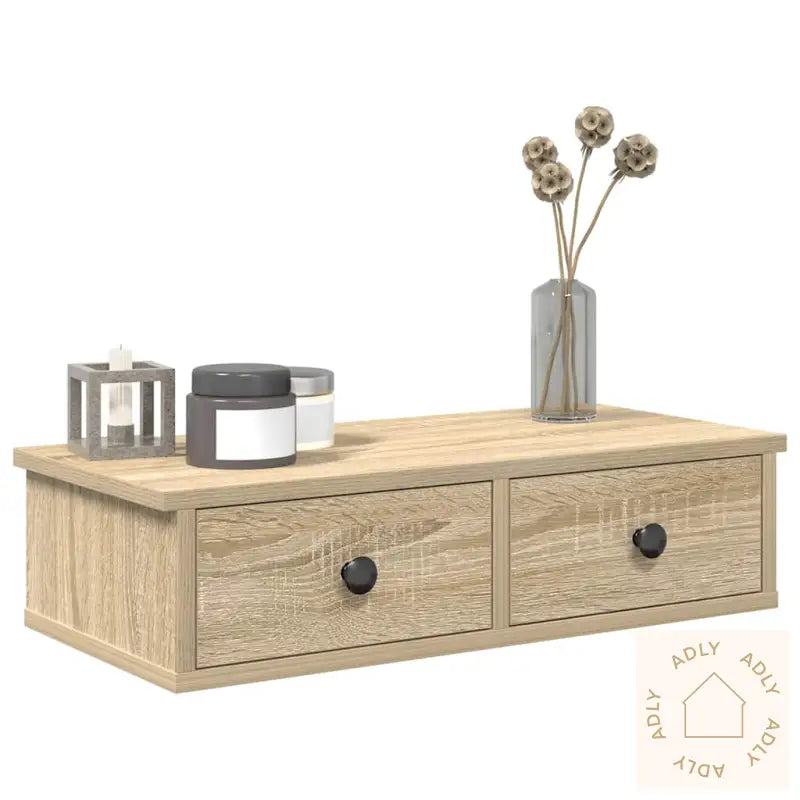 Vegghylle Med Skuffer Sonoma Eik 60X25X15 Cm Konstruert Tre