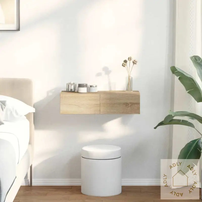 Vegghylle Med Skuffer Sonoma Eik 60X26,5X15 Cm Konstruert Tre